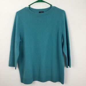 Talbots Audrey Pure Cashmere Crewneck Sweater womens size 1X Teal blue